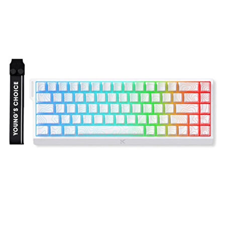 MCHOSE Ace68 E-sport White Topographic %65 Hall Effect Uranus Manyetik Switch eSports RGB Hotswap Mekanik Gaming Klavye (MC-Ace68-16)