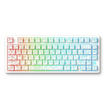 MCHOSE Jet 75 E-sport White Topographic %75 Hall Effect Kailh Magnetic God Manyetik Switch RGB Hotswap Mekanik Gaming Klavye (MC-Jet75-9)