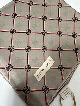 Pierre Cardin %100 İpek (Silk) Crepe Saten Eşarp-VİZON - 8902230-331