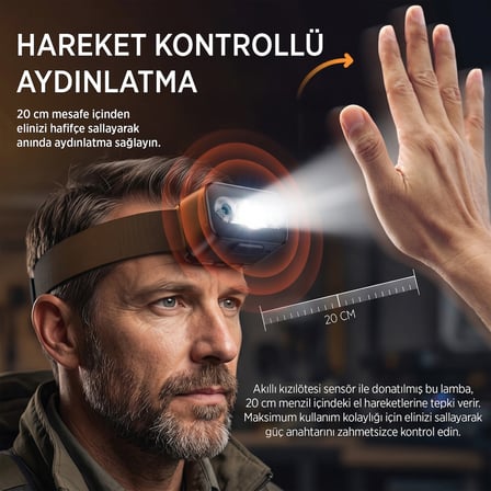 Philips SFL3153 5W LED 220 Lümen Hareket Sensörlü Çift Butonlu Acil Durum Çakarlı Şarjlı Hafif Kamp ve Kafa Lambası