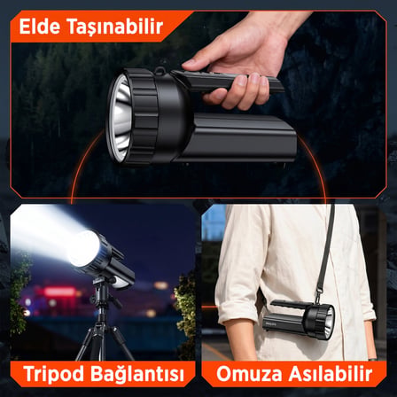 Philips SFL3101S 10W 1000 Lümen Çift Aydınlatmalı 4 Modlu Tripod Uyumlu Omuz Askılı Projektör LED El Feneri