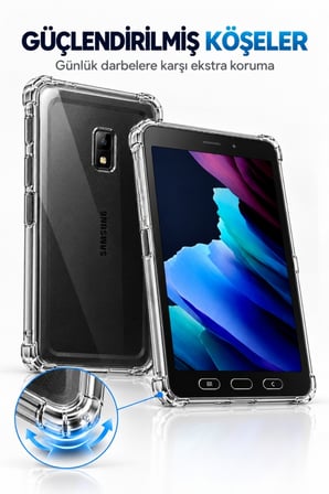 Samsung Galaxy Tab Active3 8 İnç SM-T577 Şeffaf Antişok Tablet Kılıfı – Darbe Emici Köşe Korumalı Esnek Kılıf