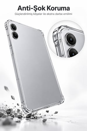 Xiaomi Redmi Pad 2 Pro 12.1 İnç 2026 Şeffaf Antişok Tablet Kılıfı – Darbe Emici Köşe Korumalı Esnek Silikon Kılıf