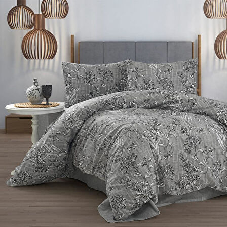 Keep London Home Series Natural Cotton(Doğal Pamuk) Tek Kişilik Nevresim Takımı-Gri