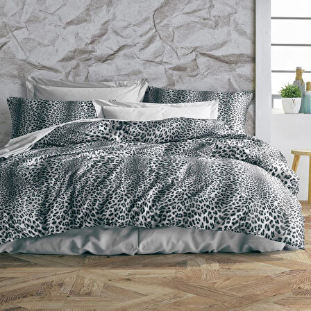 Keep London Home Series Natural Cotton(Doğal Pamuk) Tek Kişilik Nevresim Takımı-Leopar Gri