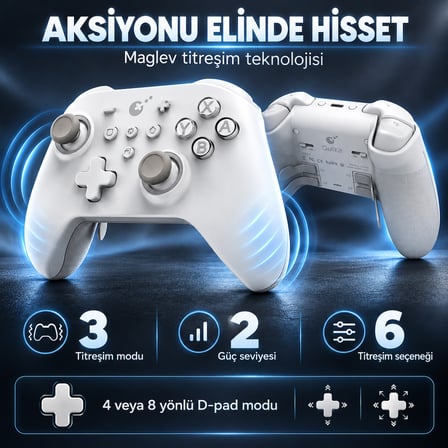 GuliKit KK3 MAX White Smartrigger Hall Effect Destekli Kablosuz Gamepad (NS39)
