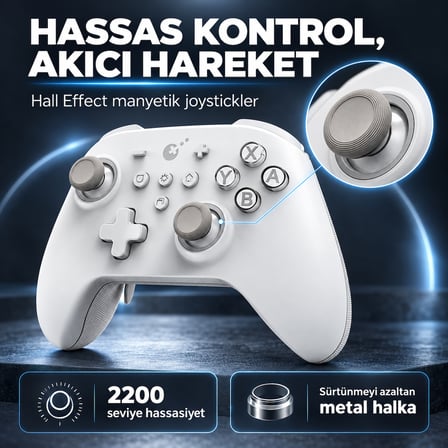 GuliKit KK3 MAX White Smartrigger Hall Effect Destekli Kablosuz Gamepad (NS39)