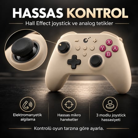 GuliKit KK3 PRO GB Retro Hall Effect Destekli Kablosuz Gamepad (NS38)