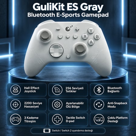 GuliKit ES Gray Hall Effect Trigger Hall Effect Joystick Bluetooth E-Sports Gamepad