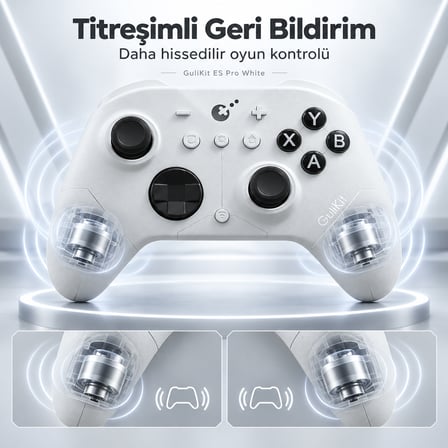 GuliKit ES PRO White Hall Effect Trigger TMR Manyetik Joystick Bluetooth E-Sports Gamepad