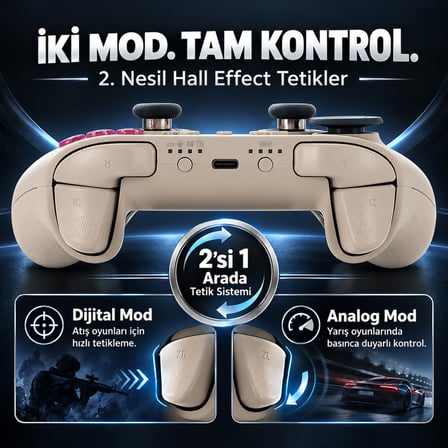 GuliKit TT Pro GB Retro Hall Effect Destekli TMR Manyetik Joystick Kablosuz Gamepad (NS68)