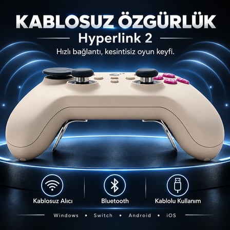 GuliKit TT Pro GB Retro Hall Effect Destekli TMR Manyetik Joystick Kablosuz Gamepad (NS68)