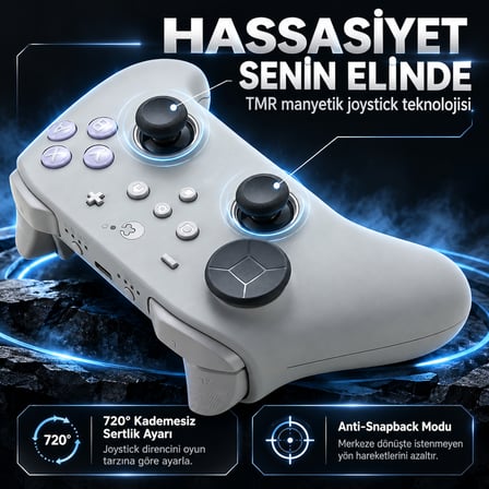 GuliKit TT Max Retro Hall Effect Destekli TMR Manyetik Joystick Kablosuz Gamepad (NS69)