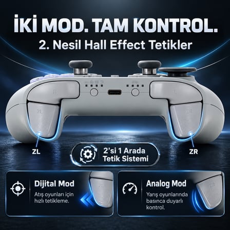GuliKit TT Max Retro Hall Effect Destekli TMR Manyetik Joystick Kablosuz Gamepad (NS69)