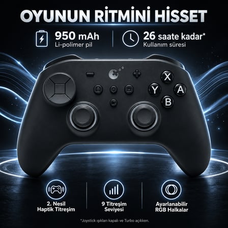 GuliKit TT Max Black Hall Effect Destekli TMR Manyetik Joystick Kablosuz Gamepad (NS69)