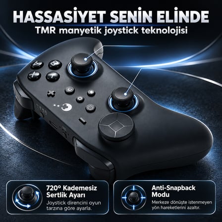 GuliKit TT Max Black Hall Effect Destekli TMR Manyetik Joystick Kablosuz Gamepad (NS69)