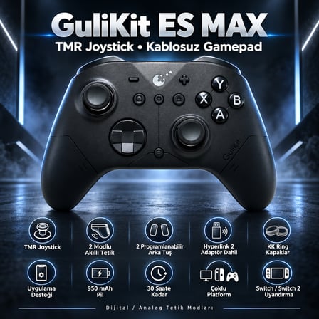 GuliKit ES MAX Smart Triggers TMR Joystick Kablosuz Gamepad