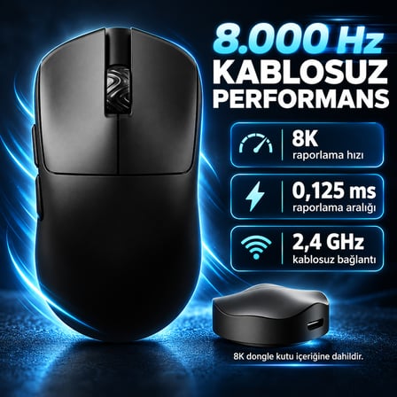 Scyrox V6 8K Hz Pixart 3950 Sensör Kailh Switch Siyah Kablosuz Simetrik Gaming Mouse