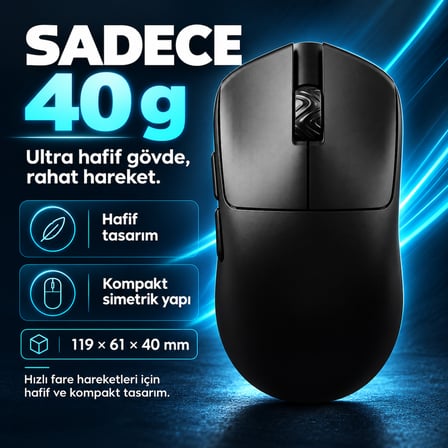 Scyrox V6 8K Hz Pixart 3950 Sensör Kailh Switch Siyah Kablosuz Simetrik Gaming Mouse