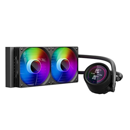 ONTECH - 1st Player Thunderstorm Ts4 240mm Siyah Argb Dijital Sıcaklık Göstergeli Am5, Am4 / Lga 1851, 1700 İşlemci Sıvı Soğutucu
