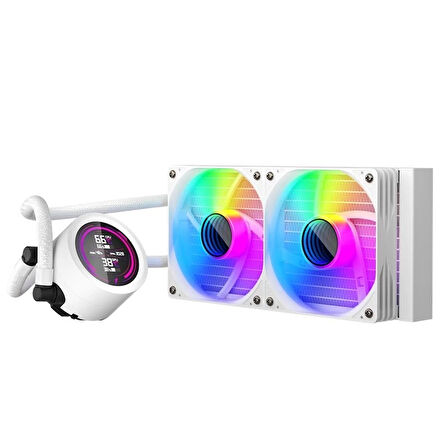 ONTECH - 1st Player Thunderstorm Ts4 240mm Beyaz Argb Dijital Sıcaklık Göstergeli Am5, Am4 / Lga 1851, 1700 İşlemci Sıvı Soğutucu