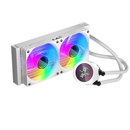 ONTECH - 1st Player Thunderstorm Ts4 240mm Beyaz Argb Dijital Sıcaklık Göstergeli Am5, Am4 / Lga 1851, 1700 İşlemci Sıvı Soğutucu