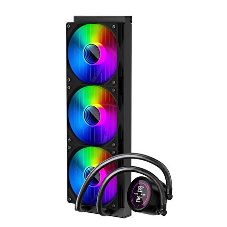 ONTECH - 1st Player Thunderstorm Ts4 360mm Siyah Argb Dijital Sıcaklık Göstergeli Am5, Am4 / Lga 1851, 1700 İşlemci Sıvı Soğutucu