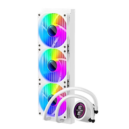 ONTECH - 1st Player Thunderstorm Ts4 360mm Beyaz Argb Dijital Sıcaklık Göstergeli Am5, Am4 / Lga 1851, 1700 İşlemci Sıvı Soğutucu
