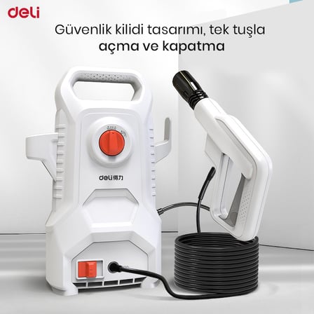 Deli Yüksek Basınçlı Yıkama Makinesi, 1000 W – Beyaz