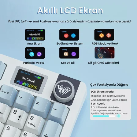 Aula S98 Pro 3 Modlu RGB Hot Swap Mekanik Star Vector Switch Kablosuz Makrolu Klavye Lacivert