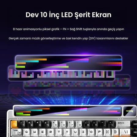 Leobog AMG65 Mekanik Gaming Oyuncu Klavyesi LED Matrix Ekranlı Jasper Switch RGB Hot Swap Turuncu