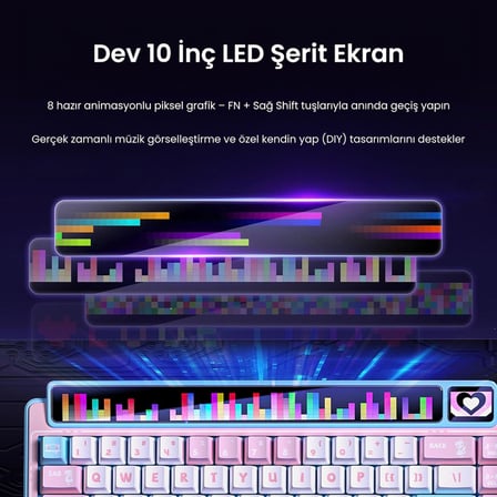Leobog AMG65 Mekanik Gaming Oyuncu Klavyesi LED Matrix Ekranlı Silent Cotton Candy Switch RGB Hot Swap Pembe
