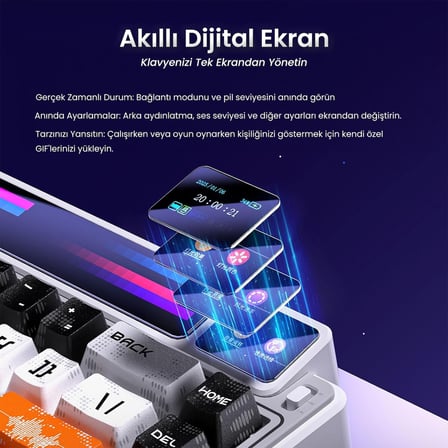 Leobog AMG65 Mekanik Klavye LED Matrix Ekranlı Silent Cotton Candy Switch RGB Hot-Swap Oyuncu Klavyesi Siyah