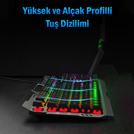 Aula F2023 Gaming Türkçe Q Rainbow Membran 2400DPl Oyuncu Klavye Mouse Set