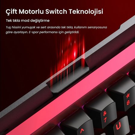 Aula AG60 Max Alüminyum Manyetik Klavye Hall Effect Frostcore Switch 8000Hz RGB TKL Hot Swap Oyuncu Klavyesi Kırmızı