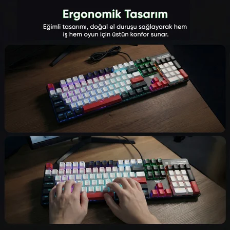 Aula S500 Blue Switch RGB Makrolu Kablolu Gaming Mekanik Oyuncu Klavyesi Kırmızı