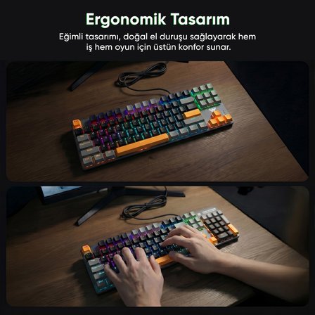 Aula S500 Blue Switch RGB Makrolu Kablolu Gaming Mekanik Oyuncu Klavyesi Sarı
