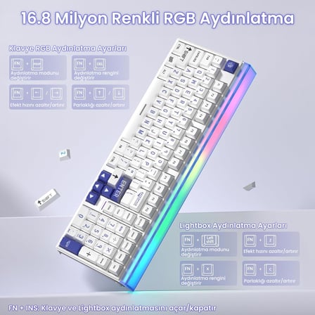 Aula Hero 99 Hall Effect Manyetik Klavye Rapid Trigger Wing Chun Switch 8000Hz RGB Hot Swap Oyuncu Klavyesi Mavi