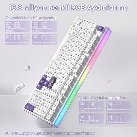 Aula Hero 99 Hall Effect Manyetik Klavye Rapid Trigger GrayWood Switch 8000Hz RGB Hot Swap Oyuncu Klavyesi Mor