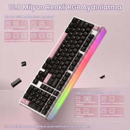 Aula Hero 99 Hall Effect Manyetik Klavye Rapid Trigger Wing Chun Switch 8000Hz RGB Hot Swap Oyuncu Klavyesi Siyah