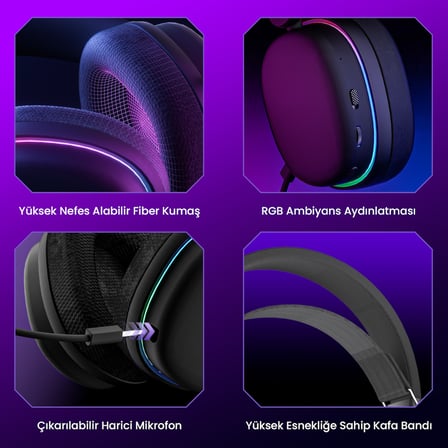 Aula G7 Tri Mode Kablosuz RGB Gaming Mikrofonlu Oyuncu Kulaklığı 40mm Driver Gürültü Engelleyici Mikrofonlu Kulaklık Beyaz