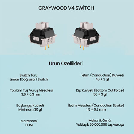 Aula Leobog Gray Wood V4 Lineer Mekanik Switch 100 Adet