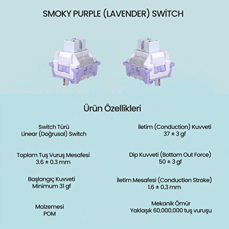 Aula Leobog Lavender Lineer Mekanik Switch 100 Adet