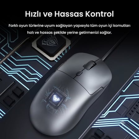 Aula S35 7200 DPI RGB Efektli Makrolu USB Kablolu Gaming Oyuncu Mouse Siyah