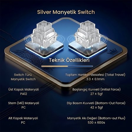 Aula Leobog Silver Manyetik Switch 20 Adet