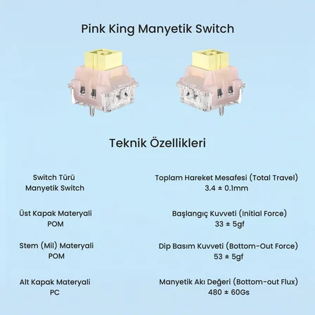 Aula Leobog Pink King Manyetik Switch 20 Adet