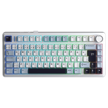 Aula F75 Mekanik RGB TKL GrayWood V4 Switch Kablosuz Makrolu Hot Swap Türkçe Q Klavye Lacivert