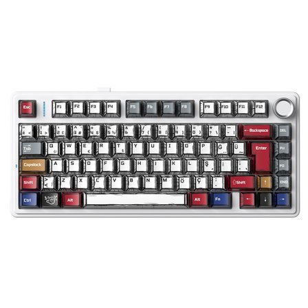 Aula F75 Mekanik RGB TKL GrayWood V4 Switch Kablosuz Makrolu Hot Swap Türkçe Q Klavye Comic