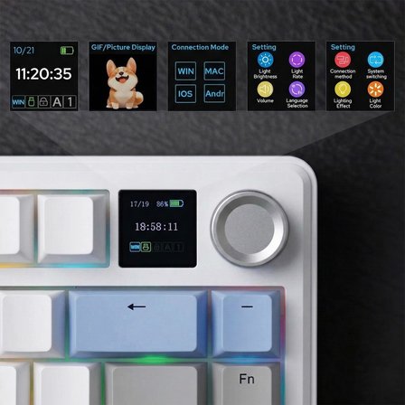 Aula F75 Max Mekanik RGB TKL GrayWood V4 Switch Kablosuz Makrolu Hot Swap Türkçe Q Klavye Lacivert
