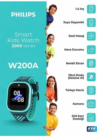 Philips W200A Akıllı Çocuk Saati Yeşil (Distribütör Garantili)